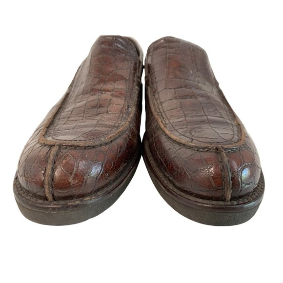 Rare Men’s Donald J. Pliner 8.5 Croc emboss leather loafer Brown GUC Italy 7323 - Picture 2 of 9